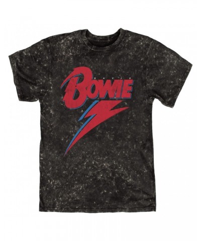 David Bowie T-shirt | Contemporary Lightning Bolt Logo Distressed Mineral Wash Shirt $13.78 Shirts