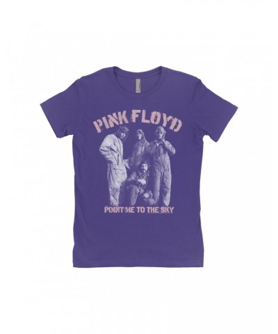 Pink Floyd Ladies' Boyfriend T-Shirt | Point Me To The Sky Pink Design Distressed Shirt $10.98 Shirts