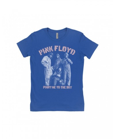 Pink Floyd Ladies' Boyfriend T-Shirt | Point Me To The Sky Pink Design Distressed Shirt $10.98 Shirts