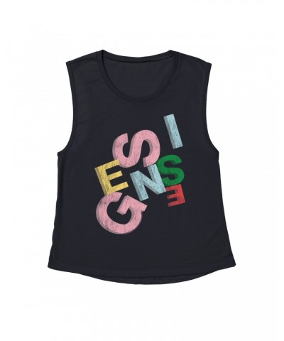 Genesis Ladies' Muscle Tank Top | Sketch Pastel Letting Distressed Shirt $10.54 Shirts