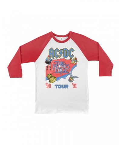 AC/DC 3/4 Sleeve Baseball Tee | The Razors Edge Tour 90-91 Shirt $11.38 Shirts