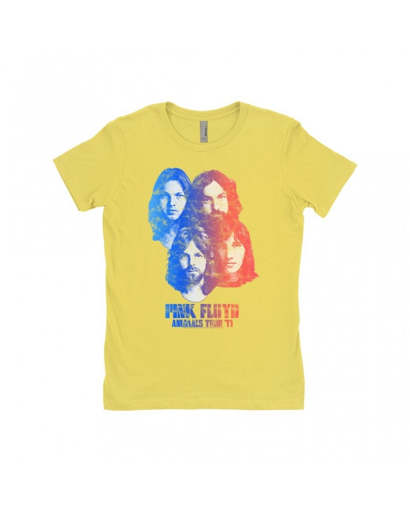 Pink Floyd Ladies' Boyfriend T-Shirt | Group Ombre Animals '77 Tour Image Distressed Shirt $7.49 Shirts