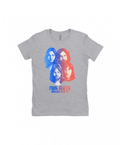 Pink Floyd Ladies' Boyfriend T-Shirt | Group Ombre Animals '77 Tour Image Distressed Shirt $7.49 Shirts