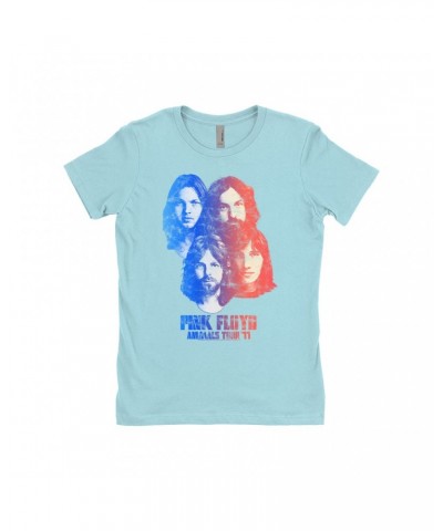 Pink Floyd Ladies' Boyfriend T-Shirt | Group Ombre Animals '77 Tour Image Distressed Shirt $7.49 Shirts