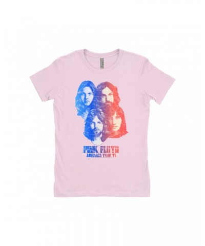 Pink Floyd Ladies' Boyfriend T-Shirt | Group Ombre Animals '77 Tour Image Distressed Shirt $7.49 Shirts