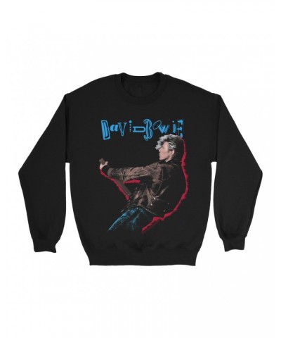 David Bowie Sweatshirt | 1987 Glass Spider Tour Colorful Shadow Image Sweatshirt $12.93 Sweatshirts