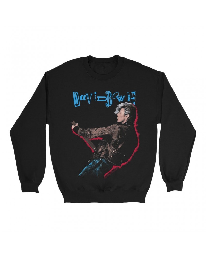 David Bowie Sweatshirt | 1987 Glass Spider Tour Colorful Shadow Image Sweatshirt $12.93 Sweatshirts