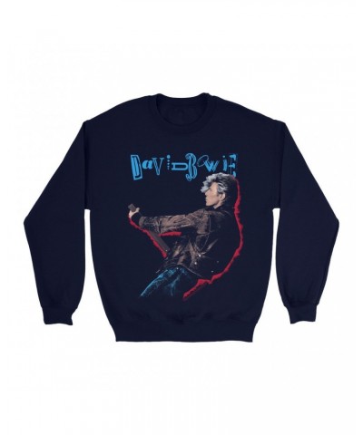 David Bowie Sweatshirt | 1987 Glass Spider Tour Colorful Shadow Image Sweatshirt $12.93 Sweatshirts