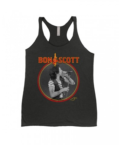 Bon Scott Ladies' Tank Top | Snake & Dagger Logo Circular Image Shirt $9.26 Shirts