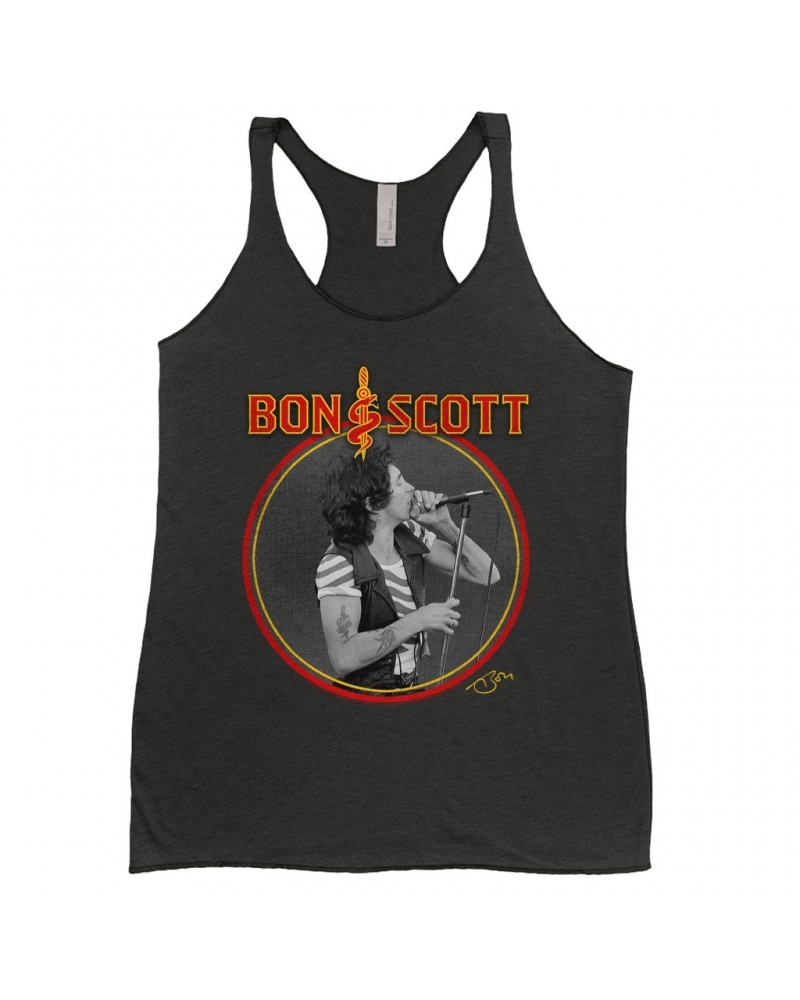 Bon Scott Ladies' Tank Top | Snake & Dagger Logo Circular Image Shirt $9.26 Shirts