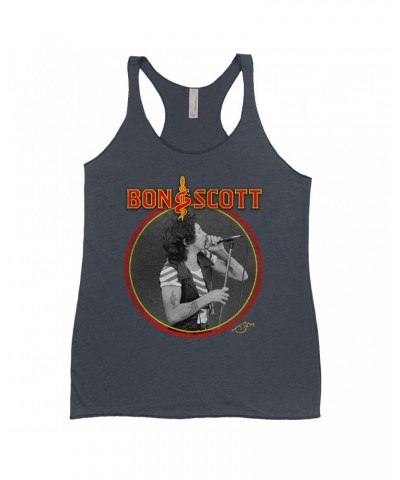 Bon Scott Ladies' Tank Top | Snake & Dagger Logo Circular Image Shirt $9.26 Shirts