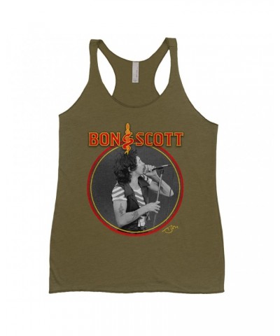 Bon Scott Ladies' Tank Top | Snake & Dagger Logo Circular Image Shirt $9.26 Shirts