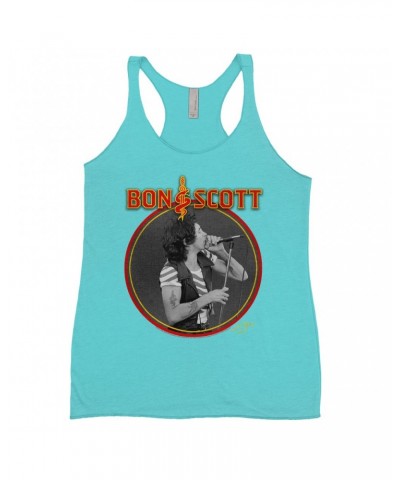 Bon Scott Ladies' Tank Top | Snake & Dagger Logo Circular Image Shirt $9.26 Shirts