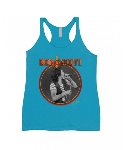 Bon Scott Ladies' Tank Top | Snake & Dagger Logo Circular Image Shirt $9.26 Shirts