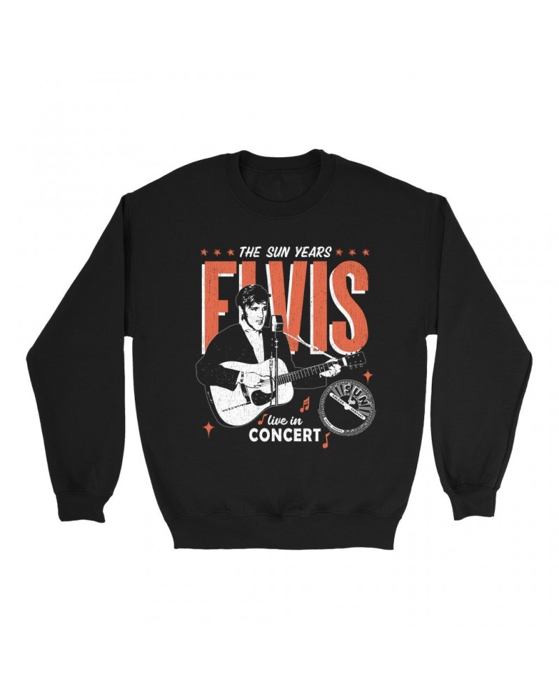 Elvis Presley Sun Records Sweatshirt | The Sun Years Live In Concert Sun Records Sweatshirt $12.23 Sweatshirts