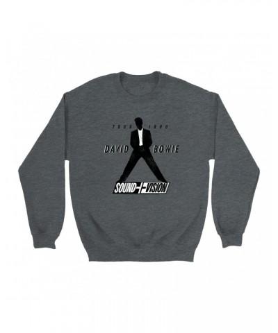 David Bowie Sweatshirt | 1990 Sound + Vision Tour Logo Image Sweatshirt $12.93 Sweatshirts