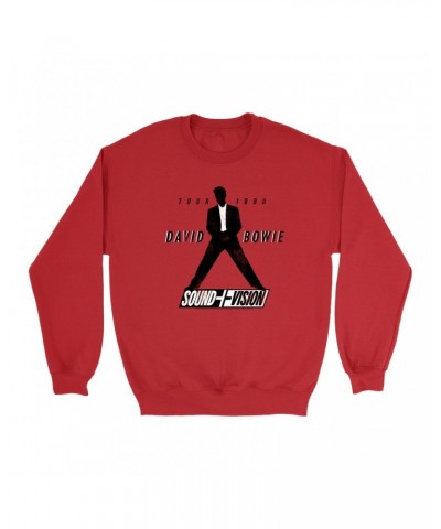 David Bowie Sweatshirt | 1990 Sound + Vision Tour Logo Image Sweatshirt $12.93 Sweatshirts