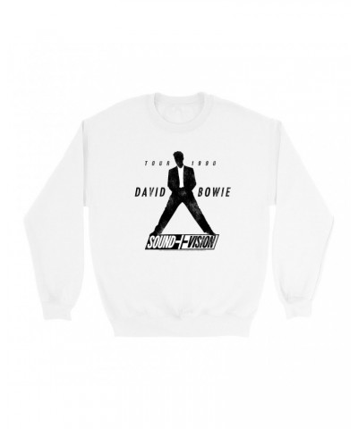 David Bowie Sweatshirt | 1990 Sound + Vision Tour Logo Image Sweatshirt $12.93 Sweatshirts