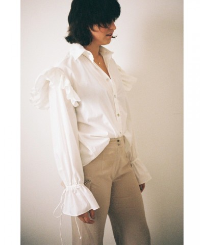 Annie Hamilton Ruffle Shirt // White $58.62 Shirts