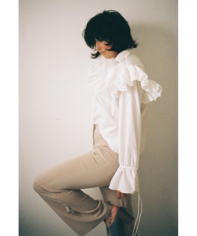 Annie Hamilton Ruffle Shirt // White $58.62 Shirts