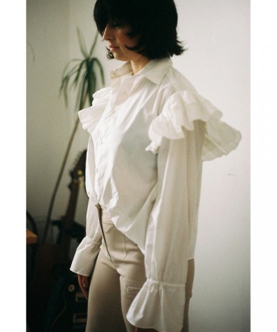 Annie Hamilton Ruffle Shirt // White $58.62 Shirts