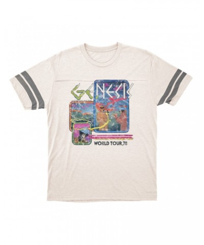 Genesis T-Shirt | And Then There Were Three '78 World Tour Distressed Football Shirt $15.16 Shirts