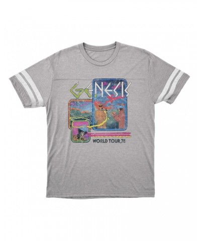 Genesis T-Shirt | And Then There Were Three '78 World Tour Distressed Football Shirt $15.16 Shirts