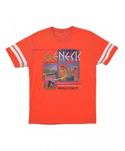 Genesis T-Shirt | And Then There Were Three '78 World Tour Distressed Football Shirt $15.16 Shirts