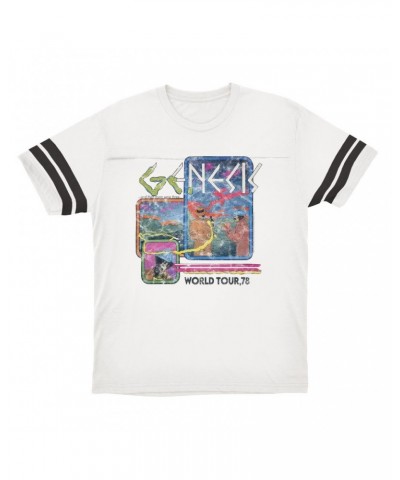 Genesis T-Shirt | And Then There Were Three '78 World Tour Distressed Football Shirt $15.16 Shirts