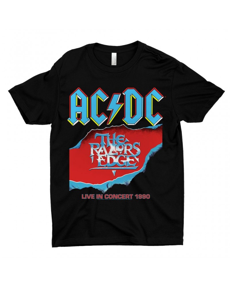 AC/DC T-Shirt | Bold Primary Color Razors Edge Cover Design Shirt $8.48 Shirts