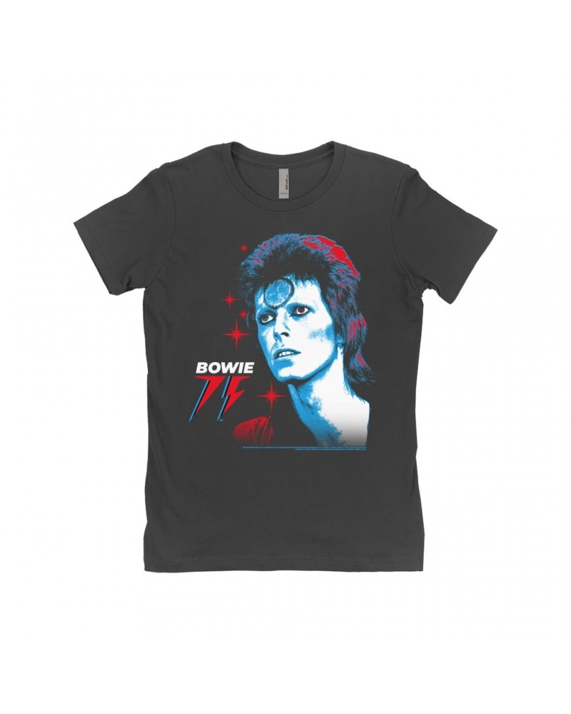 David Bowie Ladies' Boyfriend T-Shirt | Ziggy Stardust Celebrating 75th Shirt $7.98 Shirts