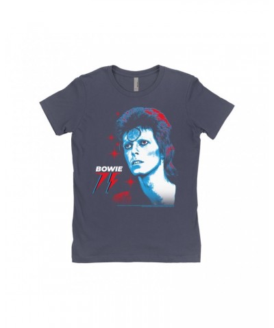 David Bowie Ladies' Boyfriend T-Shirt | Ziggy Stardust Celebrating 75th Shirt $7.98 Shirts