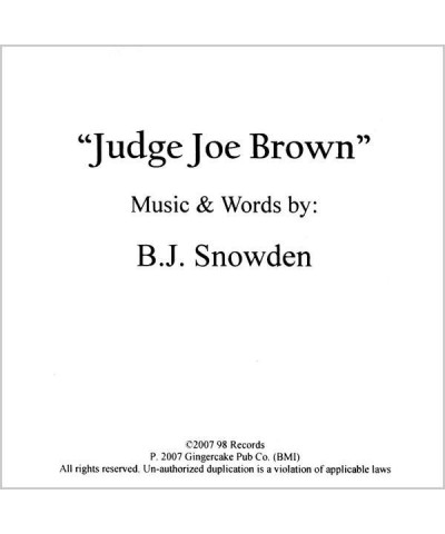 B.J. Snowden JUDGE JOE BROWN CD $7.35 CD