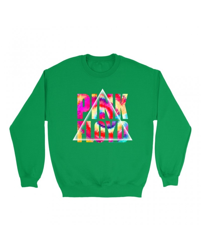 Pink Floyd Bright Colored Sweatshirt | Tie Dye Prism Logo Sweatshirt $12.93 Sweatshirts